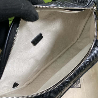 gg Embossed Belt Bag Black gg Embossed For Men  11in/28cm gg 645093 1W3CN 1000