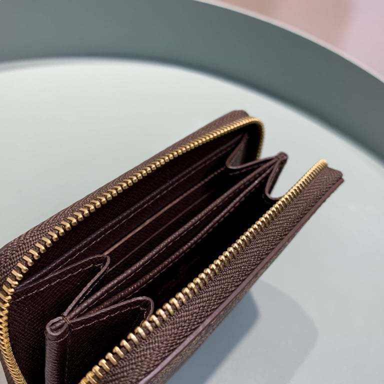 LOUIS VUITTON ZIPPY COIN PURSE DAMIER EBENE BROWN WALLET 11CM N63070