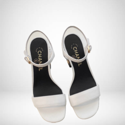 SANDAL CHL WHITE SLINGBACKS SANDALS WITH GEM HEEL