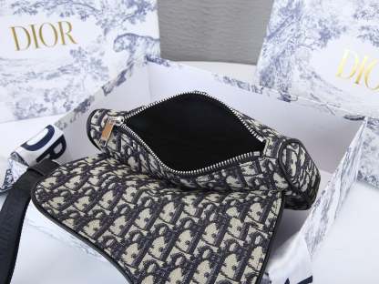 DIR MINI SADDLE BAG OBLIQUE JACQUARD BEIGE AND BLACK