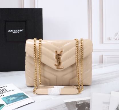 YSL LOULOU SMALL CHAIN BAG IN MATELASSÉ Y DARK BEIGE GOLD 23CM 494699DV7272721