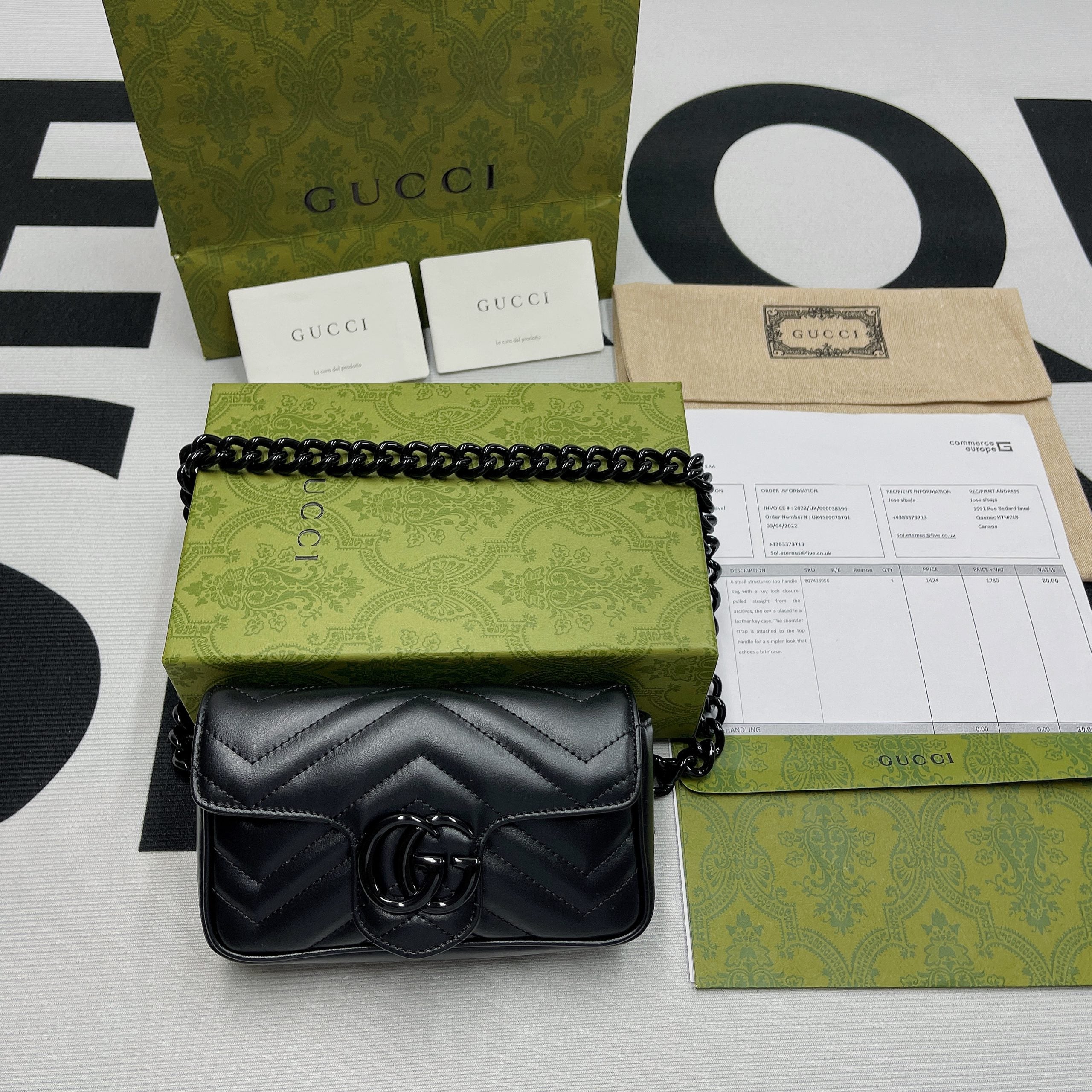 gg Marmont Super Mini Bag Black For Women, Women’s Bags 6.2in/17cm gg