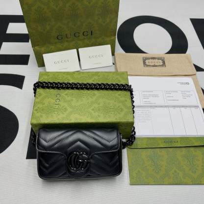 gg Marmont Super Mini Bag Black For Women, Women’s Bags 6.2in/17cm gg