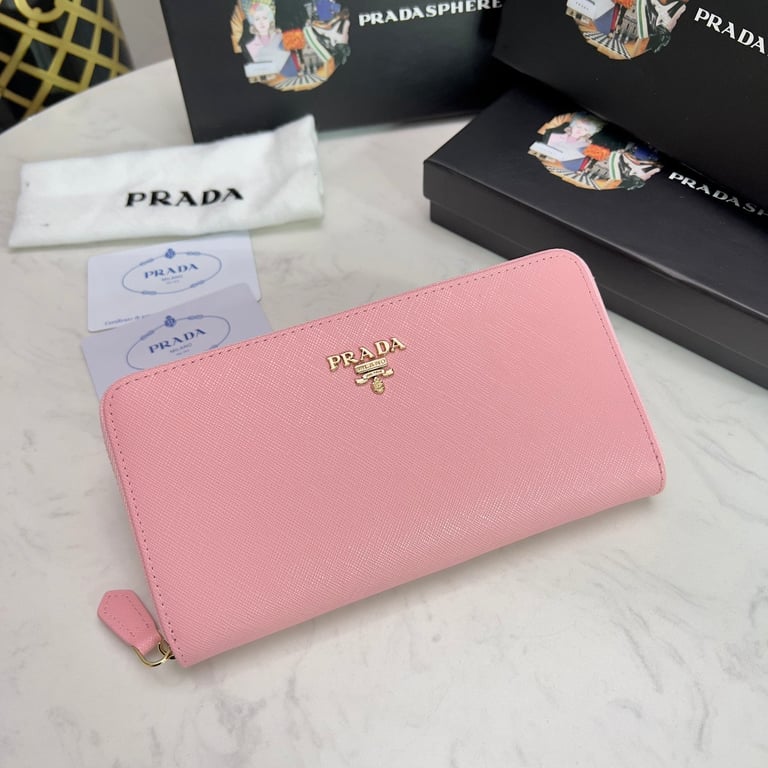 PR LARGE SAFFIANO LEATHER WALLET ALABASTER PINK 19CM 1ML506 QWA F0E18