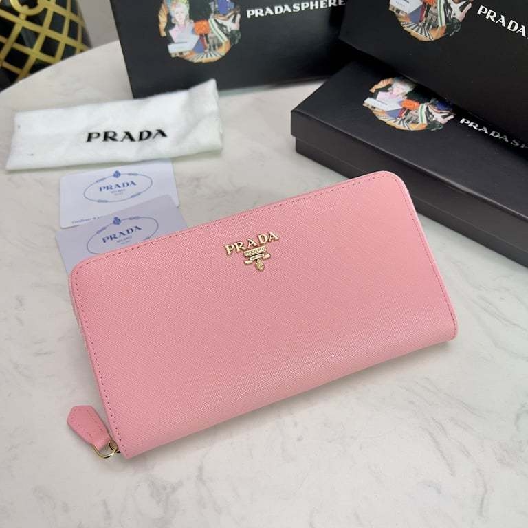PR LARGE SAFFIANO LEATHER WALLET ALABASTER PINK 19CM 1ML506 QWA F0E18