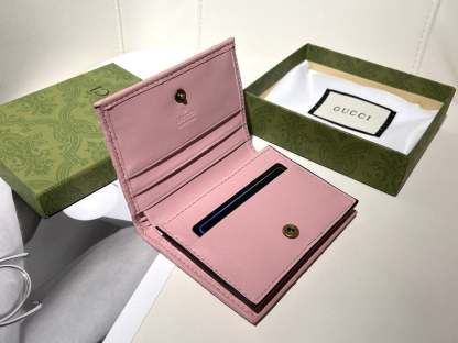 GG MARMONT CARD CASE WALLET 11CM PINK 466492 DTD1T 6433