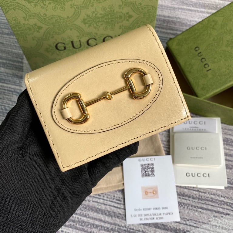 GG HORSEBIT 1955 CARD CASE WALLET 11CM BEGIE 621887 0YK0G 9830