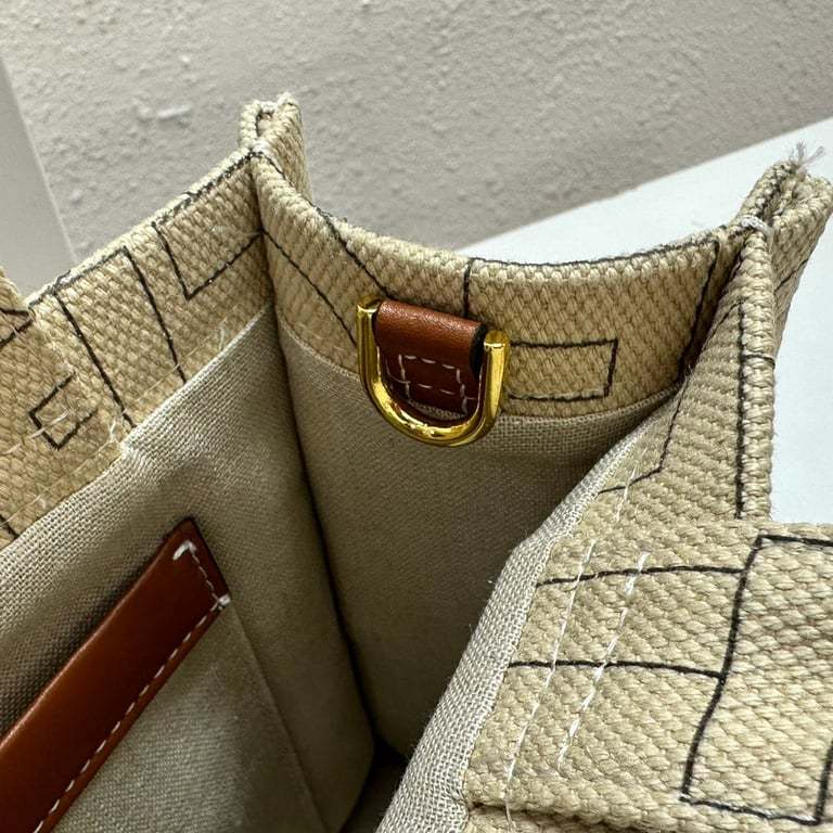 CE SMALL CABAS THAIS IN TEXTILE WITH ALL-OVER PRINT NATURAL TAN 25CM