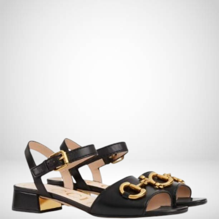 SANDAL GG 655413 BKO00 1000 WOMEN'S SANDAL WITH HORSEBIT BLACK