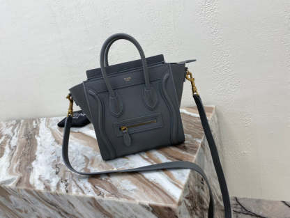 CE Nano LuGucciage Bag In Drummed Grey For Women 8in/20cm 189243AQL.10KL