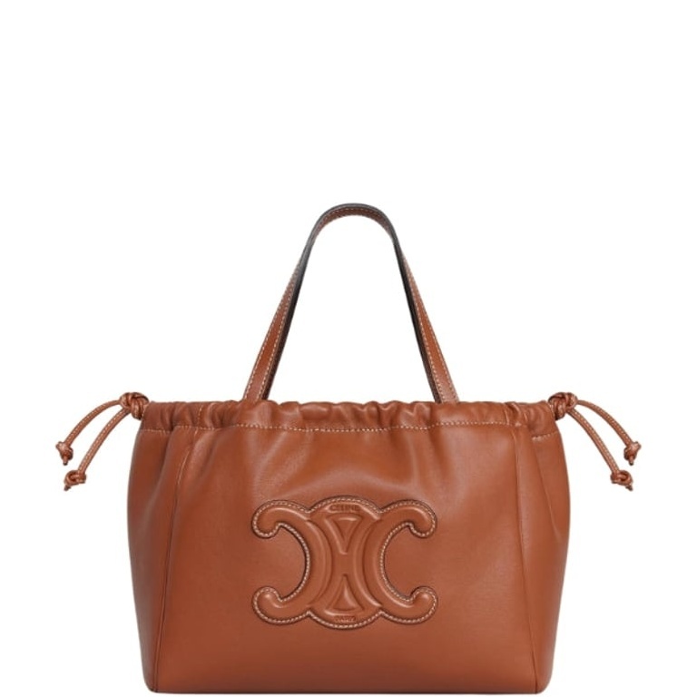 CE SMALL CABAS DRAWSTRING CUIR TRIOMPHE IN SMOOTH CALFSKIN BROWN 24CM