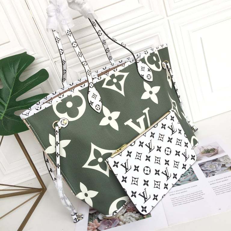 LUV NEVERFULL MONOGRAM GIANT JUNGLE MM GREEN BEIGE