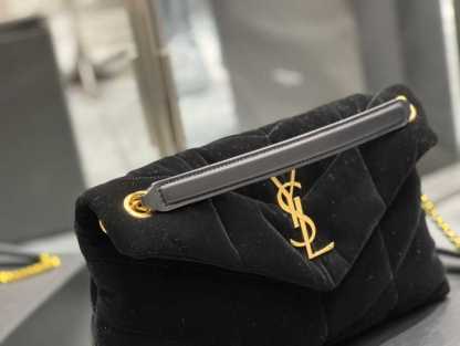 YSL LOU PUFFER TOY BAG IN QUILTED LAMBSKIN BLACK