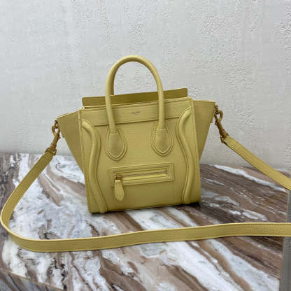 CE Nano LuGucciage Bag In Drummed Yellow For Women 8in/20cm