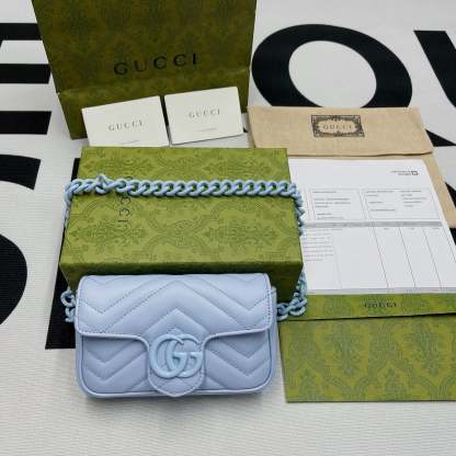 gg Marmont Super Mini Bag Blue For Women, Women&#8217;s Bags 6.2in/17cm gg