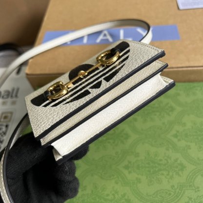 gg x Adidas Card Case With Horsebit White For Women, Women&#8217;s Bags 4.2in/11cm gg‎ 702248 DJ24G 8847