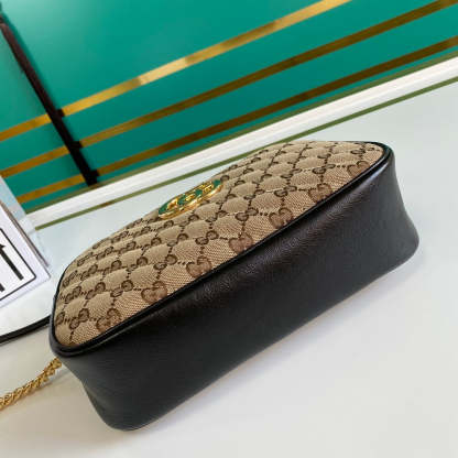 gg Marmont Small Shouder Bag Beige/Ebony Diagonal Matelassé Original gg Canvas For Women 10in/24cm 447632 HVKEG 9772