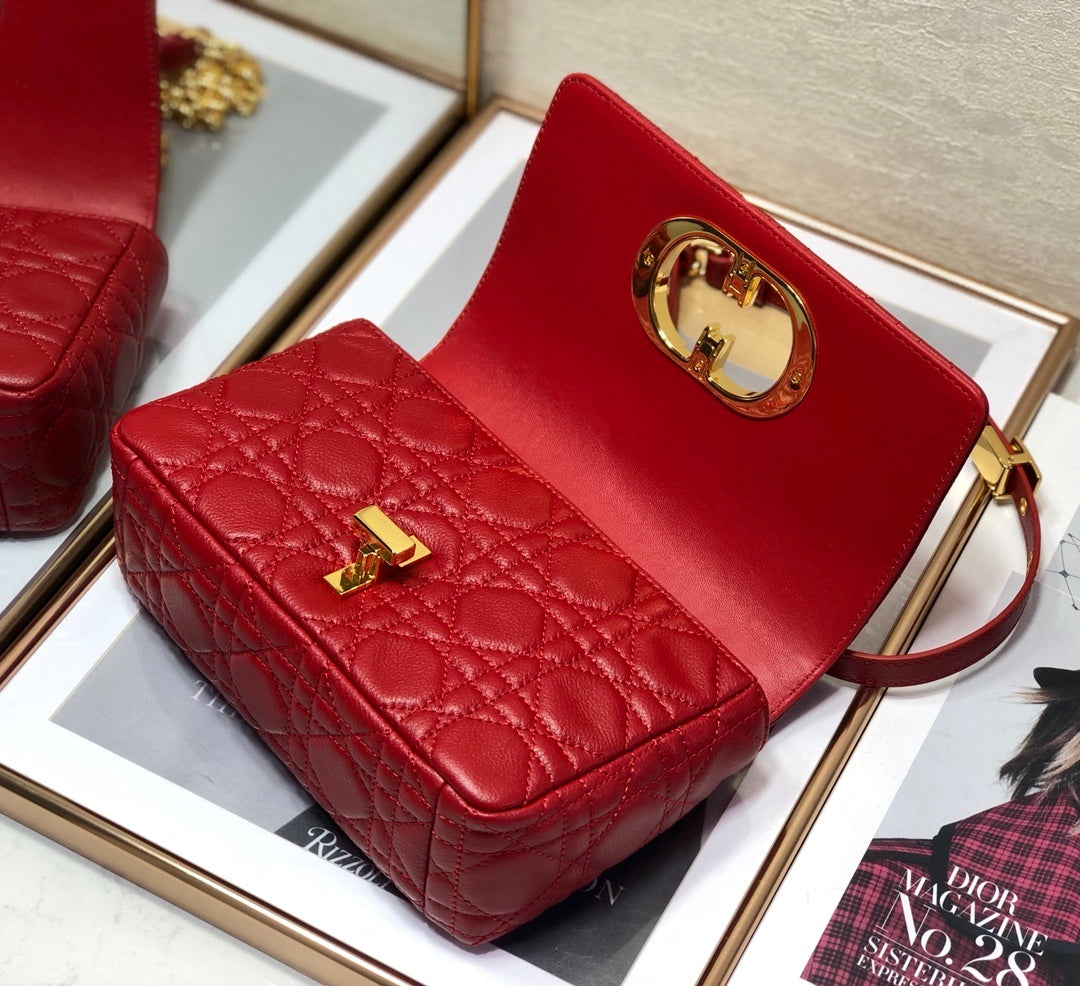 DI Small Caro Bag Red For Women, Women’s Handbags, Shoulder Bags, Crossbody Bags 20cm/8in CD