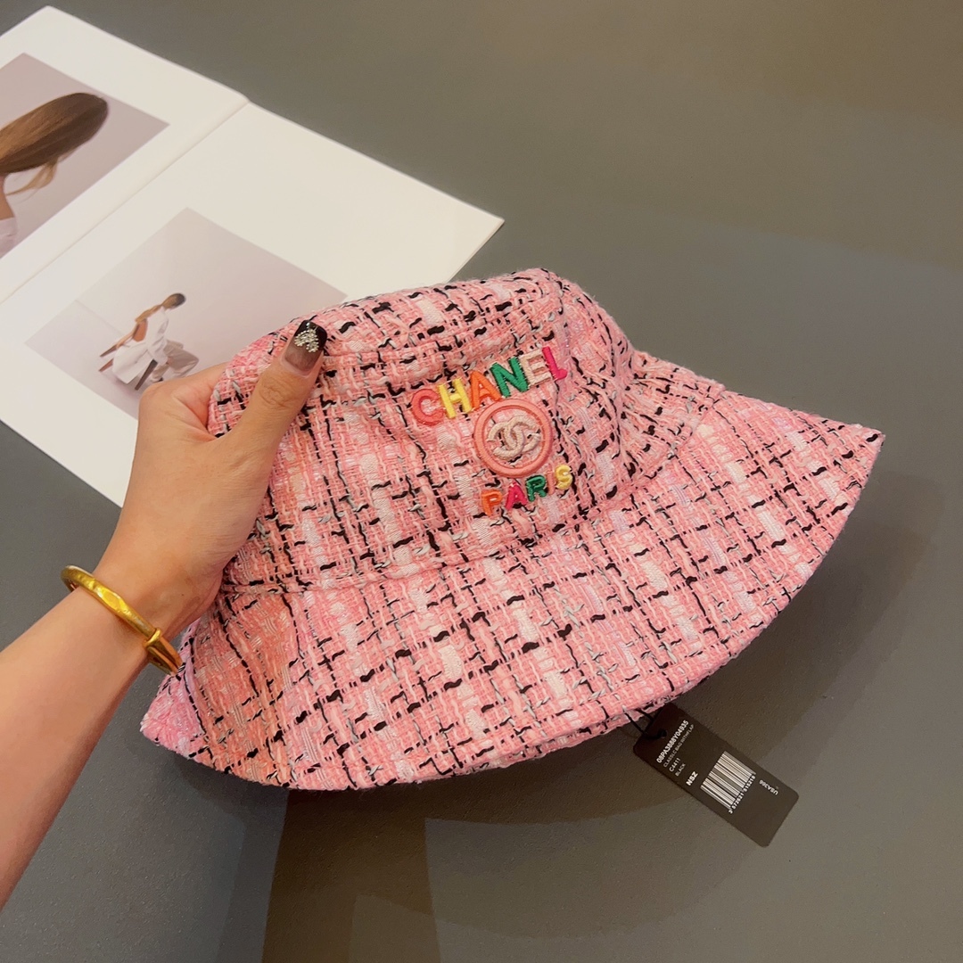 CC FANTASY TWEED MULTICOLOR LOGO BUCKET HAT PINK