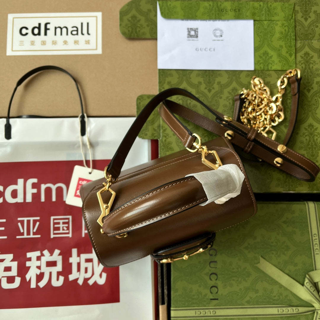 gg Ophidia gg Horsebit 1955 Mini Bag Brown For Women, Women’s Bags 8.6in/22cm gg 703848 AAA7G 2361