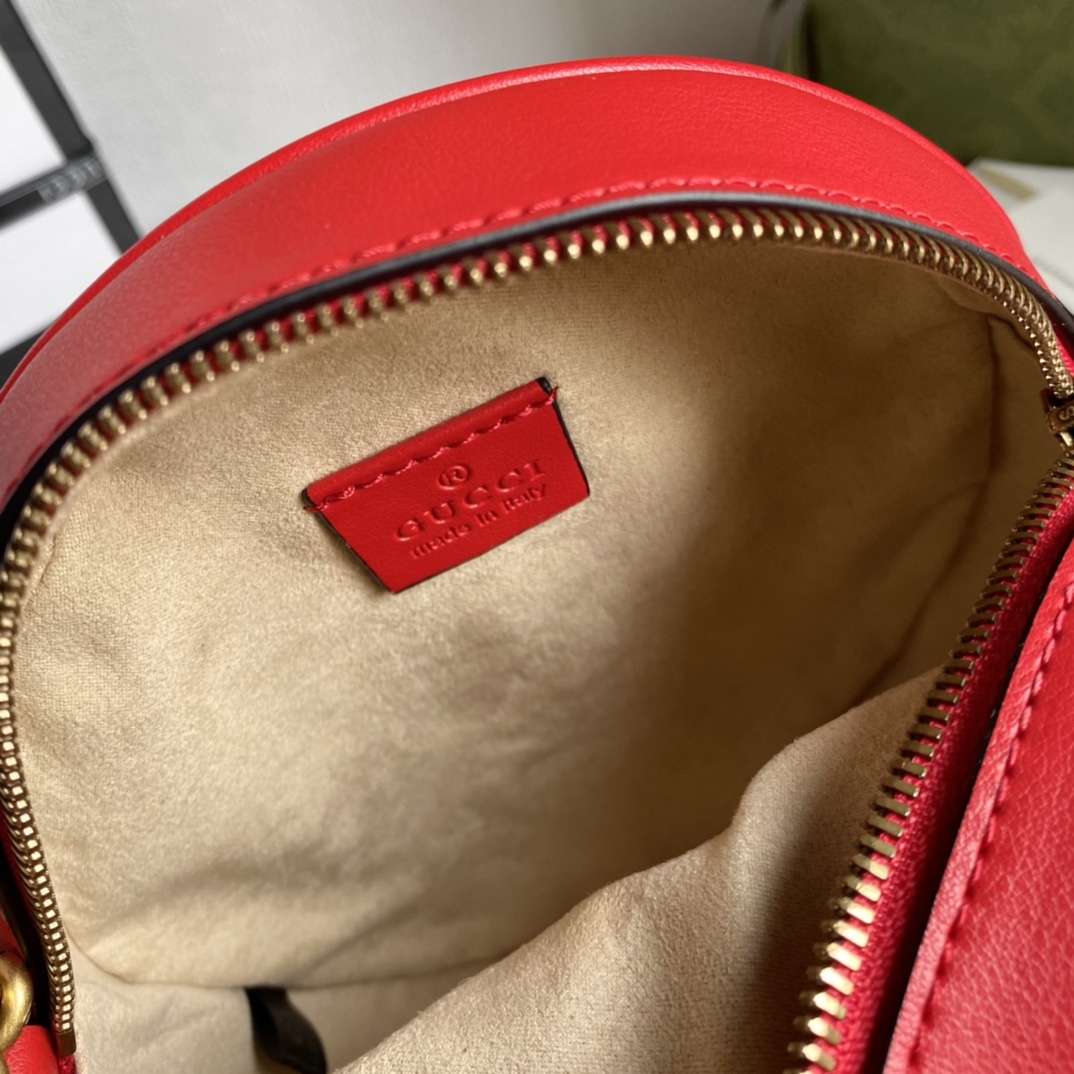 GG MARMONT MINI ROUND SHOULDER BAG RED 550154 0OLET 6438