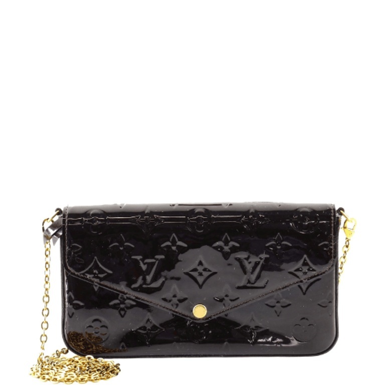 LUV POCHETTE FELICE AMARANTE MONOGRAM VERNIS BLACK 21CM