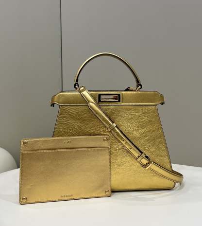 FI Peekaboo Medium Gold Bag For Woman 33cm/13in