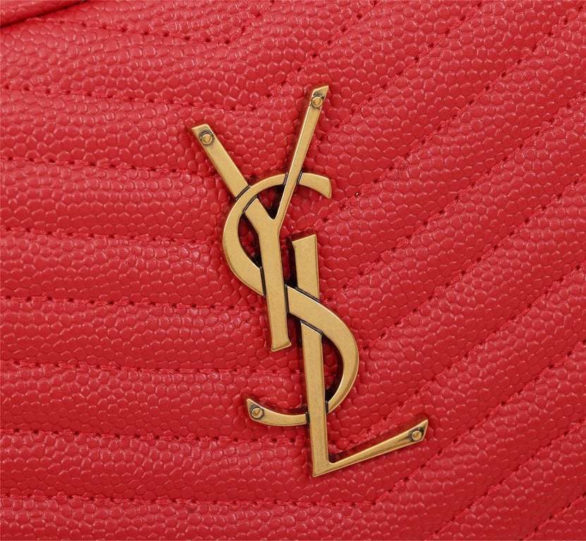 SAINT LAURENT LOU CAMERA BAG IN QUILTED LEATHER RED 18CM