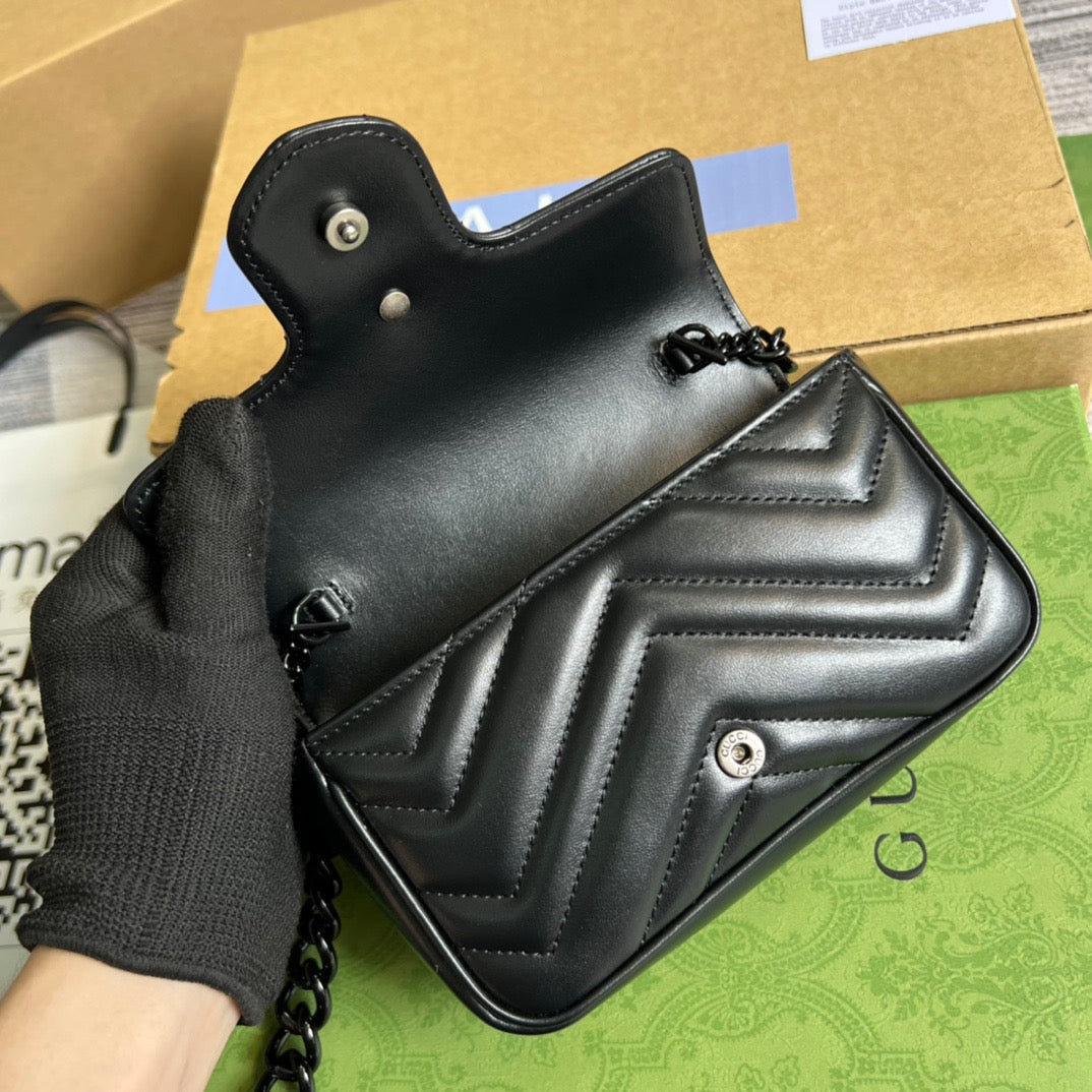 gg Marmont Super Mini Bag Black For Women, Women’s Bags 6.2in/17cm gg