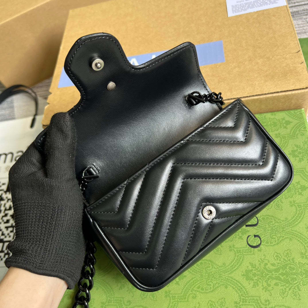 gg Marmont Super Mini Bag Black For Women, Women’s Bags 6.2in/17cm gg