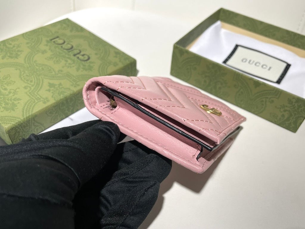 GG MARMONT CARD CASE WALLET 11CM PINK 466492 DTD1T 6433