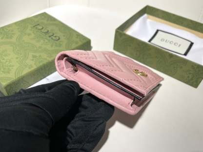 GG MARMONT CARD CASE WALLET 11CM PINK 466492 DTD1T 6433