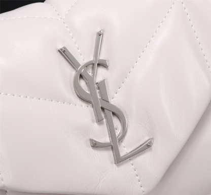 YSL LOULOU SMALL CHAIN BAG IN MATELASSÉ Y WHITE SILVER 29CM 494699DV7269207