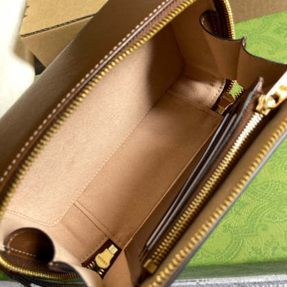 gg Mini Bag With Interlocking G Beige And Ebony gg Supreme Canvas And Brown For Women 9in/23cm gg