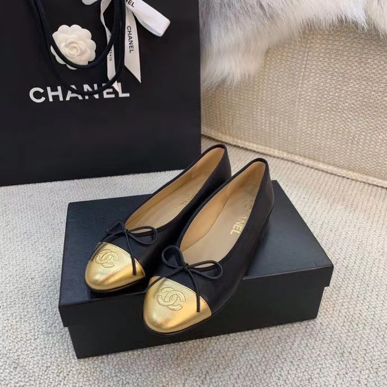 CHL BALLERINA FLATS BLACK/GOLD