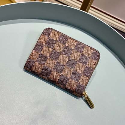 LOUIS VUITTON ZIPPY COIN PURSE DAMIER EBENE BROWN WALLET 11CM N63070