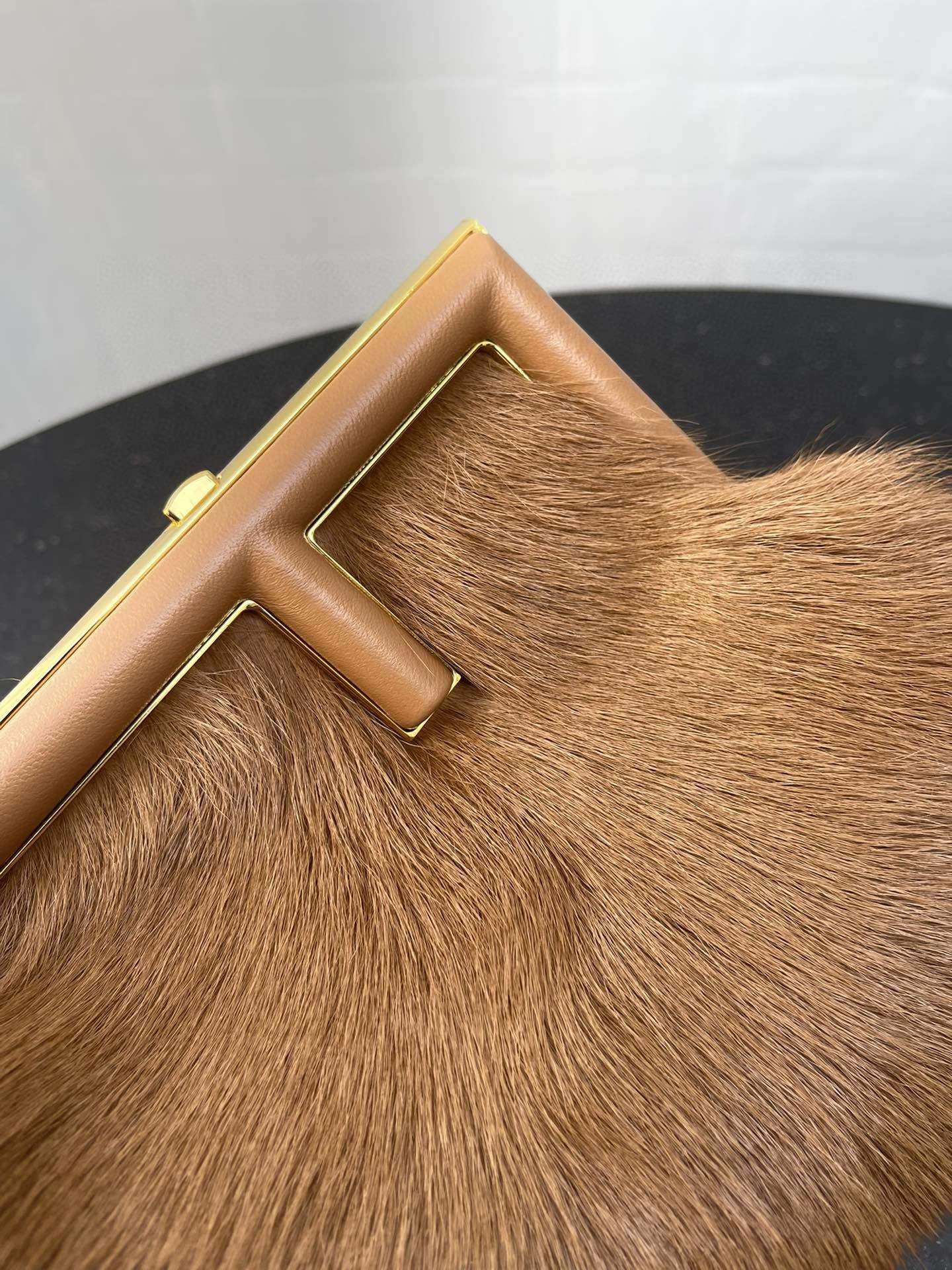 FI First Small Brown Fox Fur Bag For Woman 26cm/10in