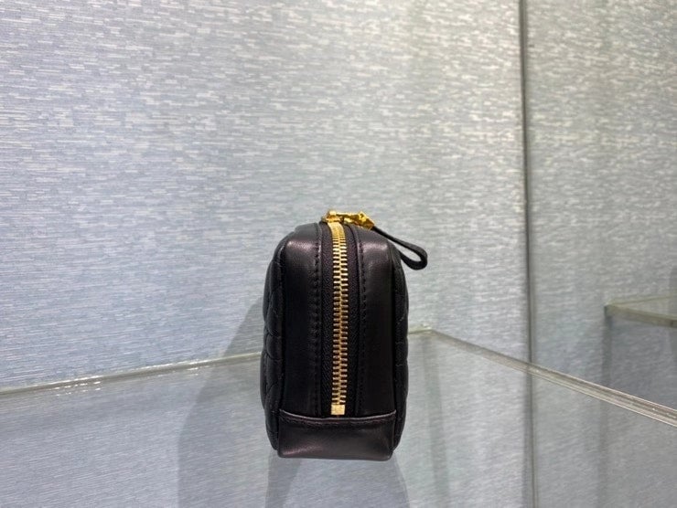 dir SMALL CARO ZIPPED POUCH BLACK CANNAGE LAMBSKIN S5045UNSQ M900