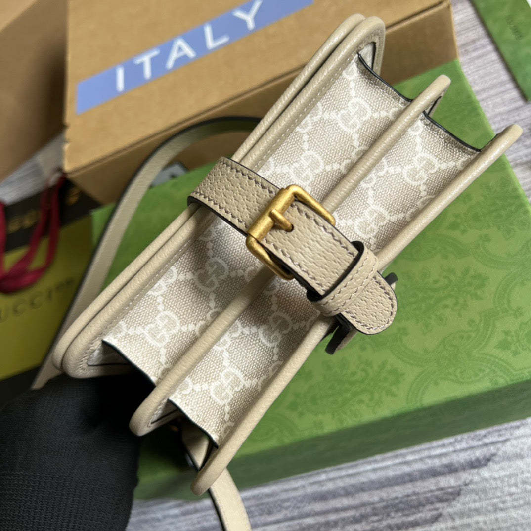 gg Mini Shoulder Bag With Interlocking G Beige For Women, Women’s Bags 7.9in/20cm gg ‎671620 UULBT 9683