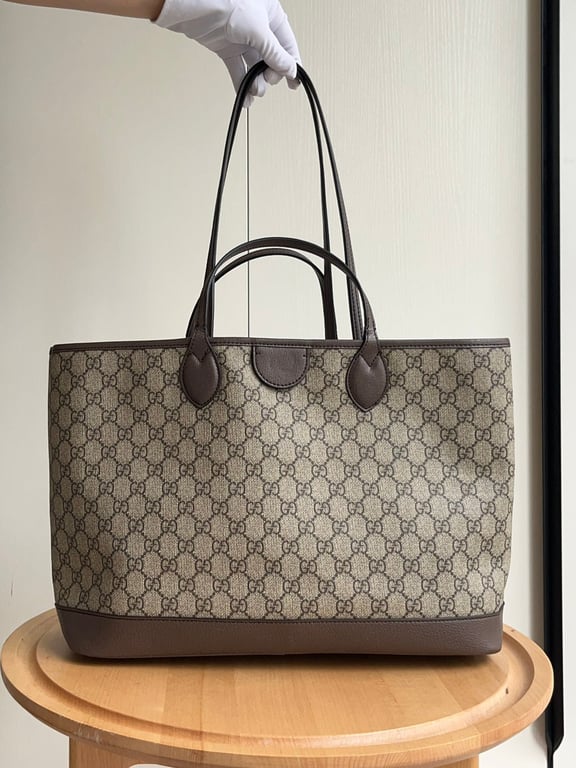 GG OPHIDIA MEDIUM GG CANVAS TOTE BAG BROWN 40CM 739730