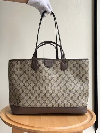 GG OPHIDIA MEDIUM GG CANVAS TOTE BAG BROWN 40CM 739730