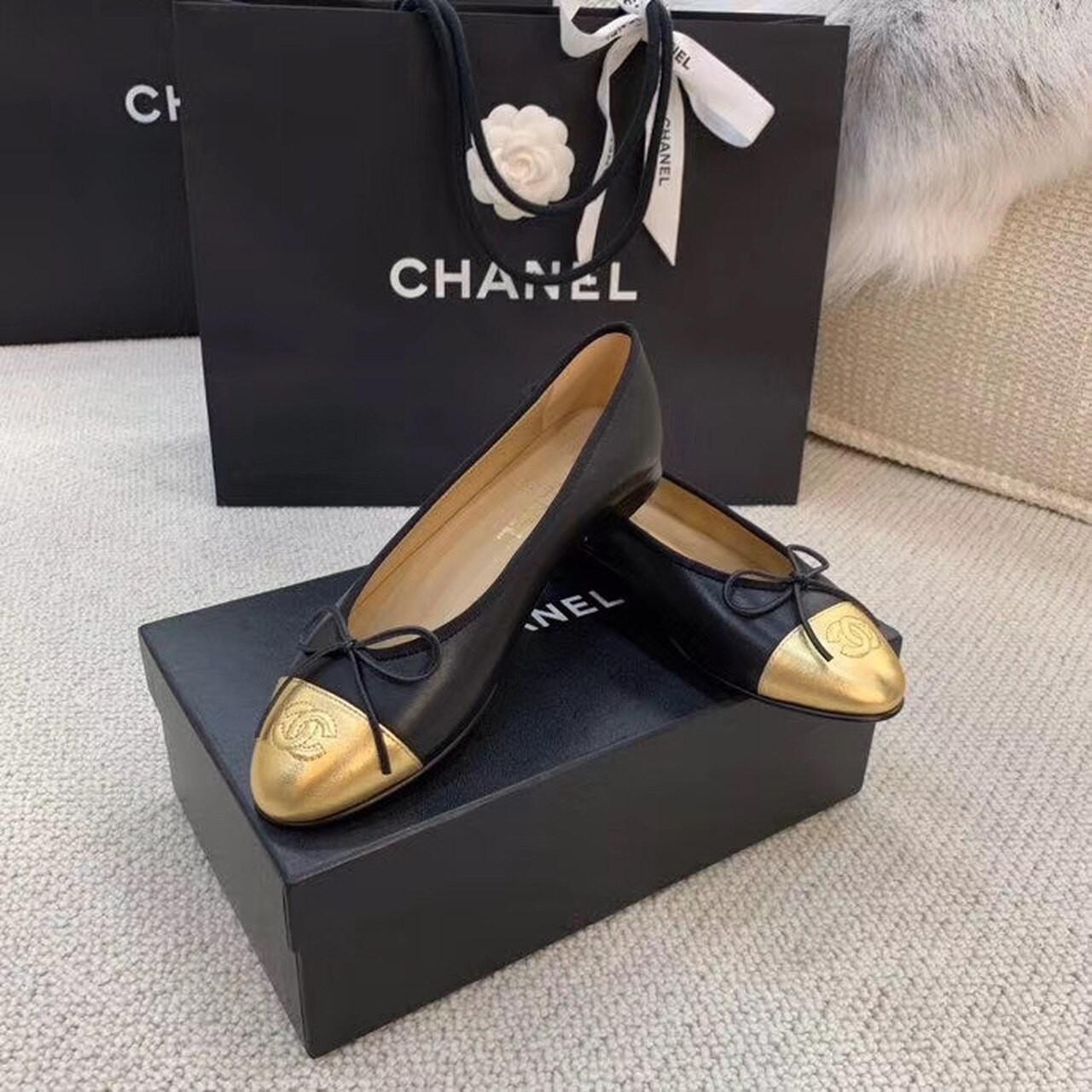 CHL BALLERINA FLATS BLACK/GOLD