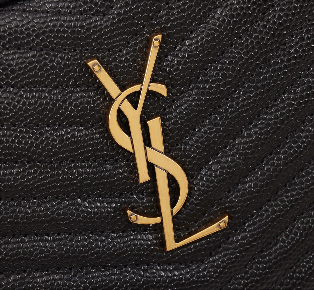 YSL LOU CAMERA BAG IN QUILTED LEATHER GOLD HARDWARE BLACK 18CM