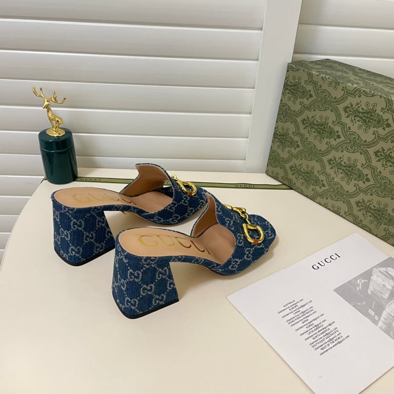 SANDAL GG WOMEN'S SLIDE MONOGRAM SANDAL WITH HORSEBIT BLUE