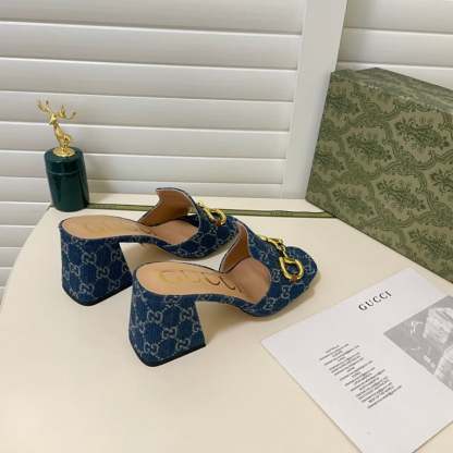 SANDAL GG WOMEN'S SLIDE MONOGRAM SANDAL WITH HORSEBIT BLUE