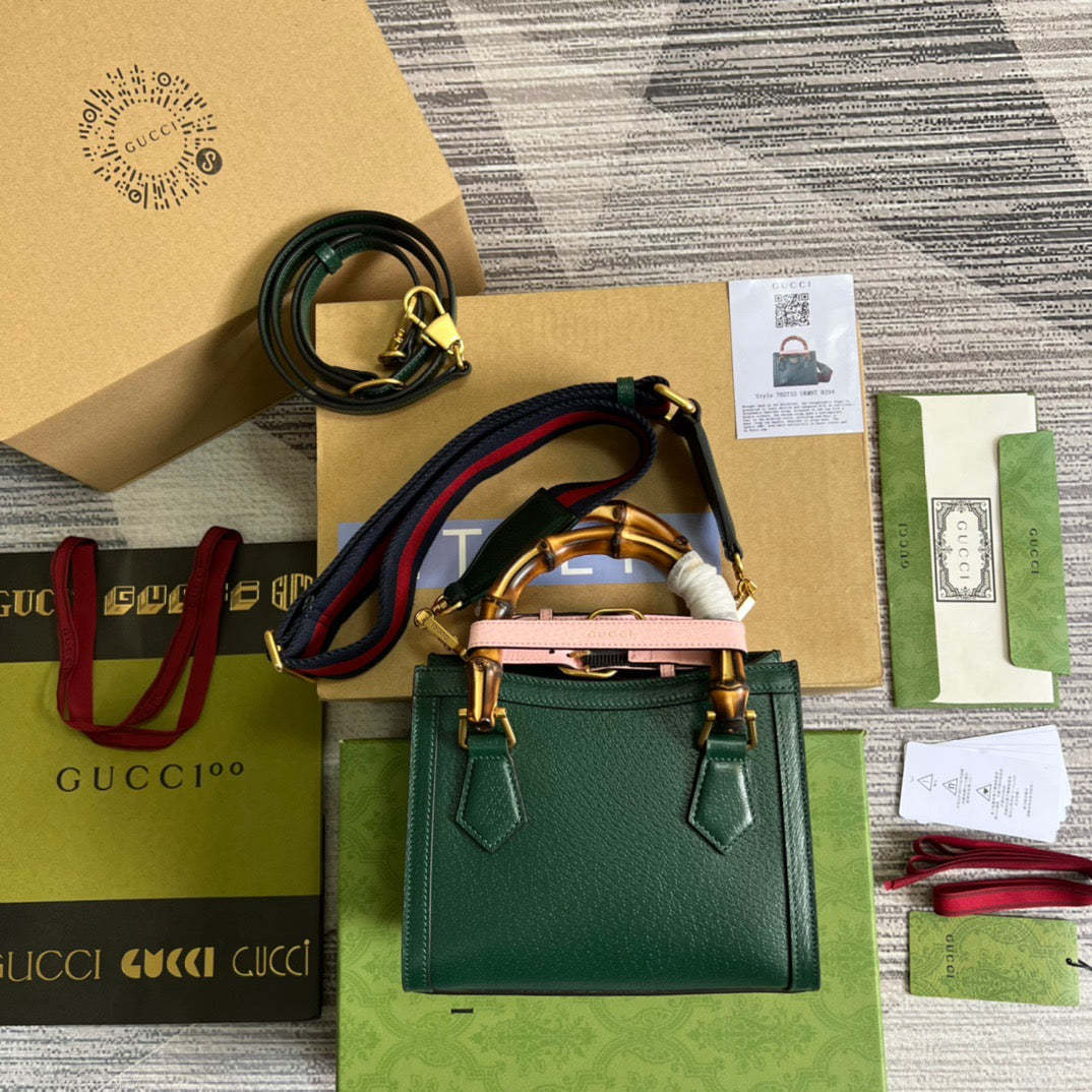 gg Diana Mini Tote Bag Green For Women, Women&#8217;s Bags 7.9in/20cm gg ‎702732 U3ZDT 3670