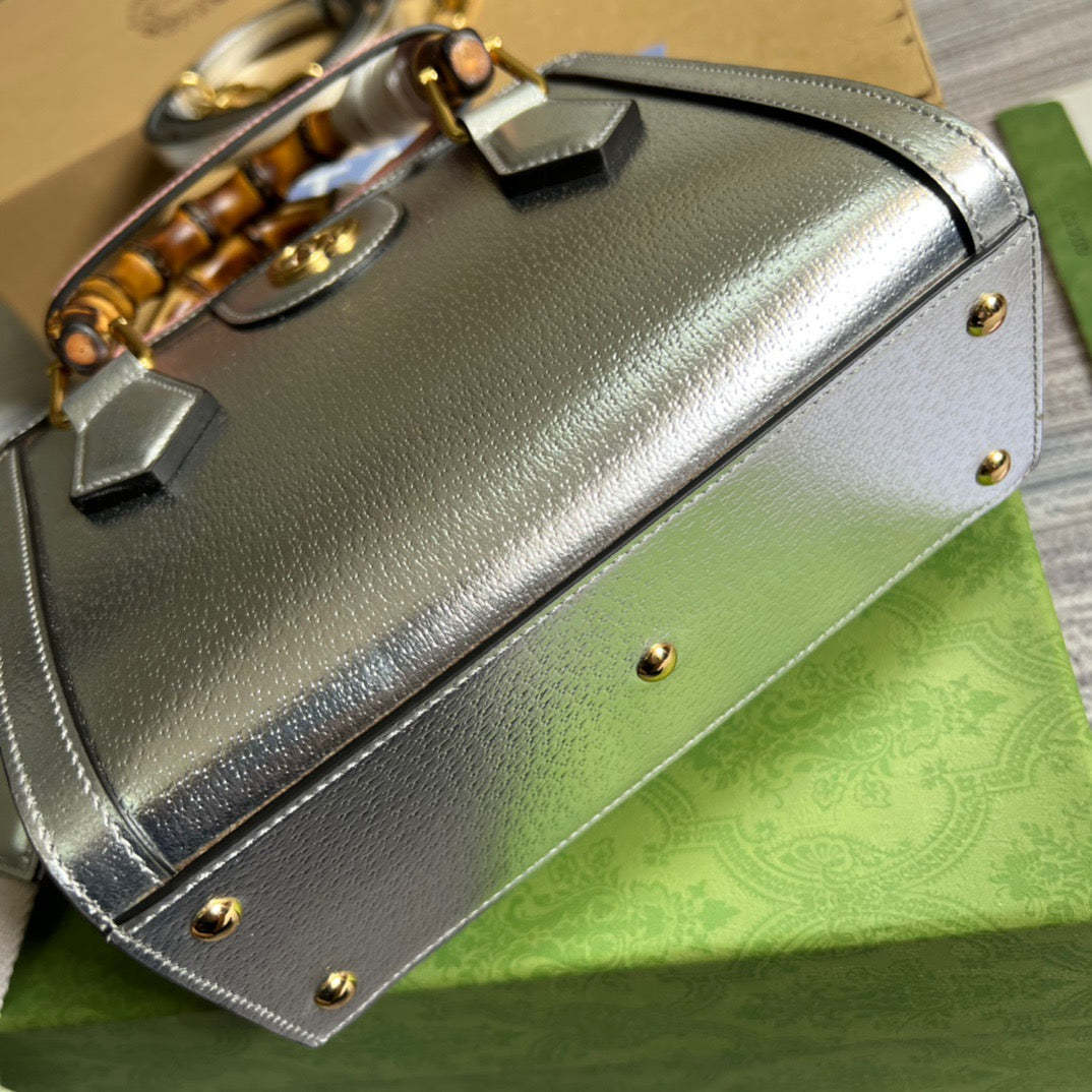 gg Diana Mini Tote Bag Silver For Women, Women’s Bags 7.9in/20cm gg ‎702732 1TRGT 8190
