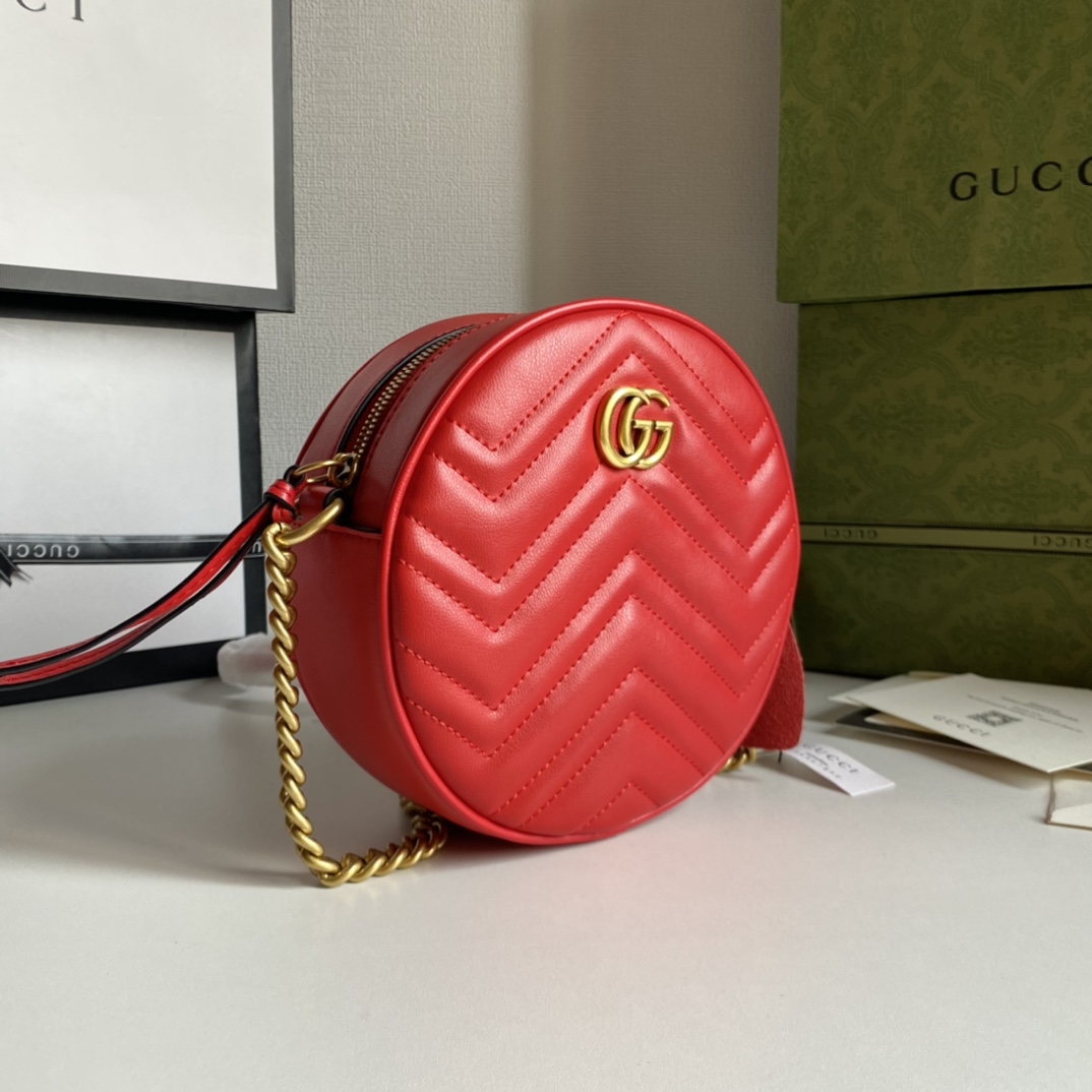 GG MARMONT MINI ROUND SHOULDER BAG RED 550154 0OLET 6438