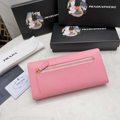 PR SAFFIANO MONOCHROME FLAP LONG WALLET FULL LIGHT PINK 19CM 1MH132 ZLP F061H