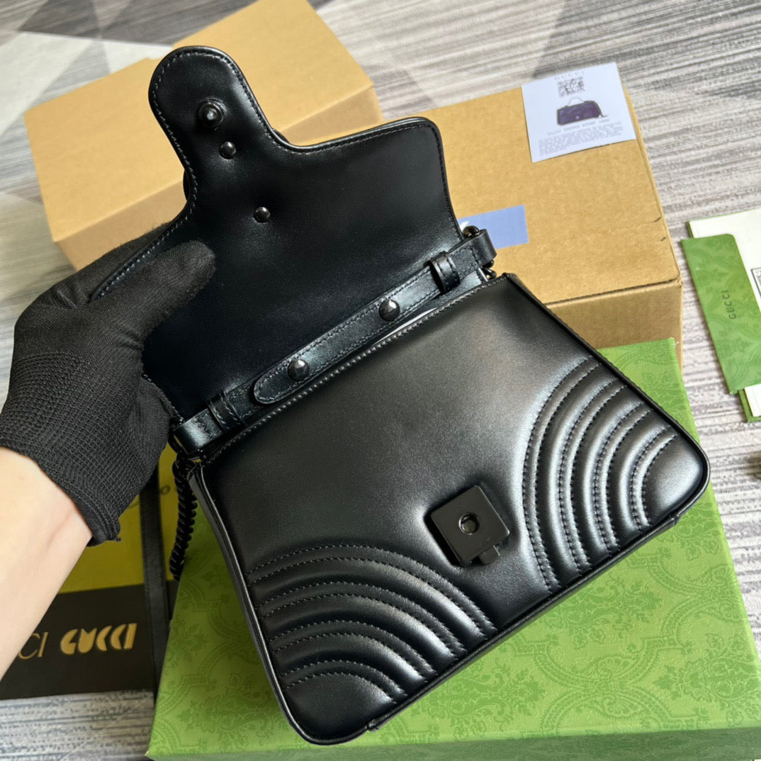 gg Marmont Mini Top Handle Bag Black For Women, Women’s Bags 8.3in/21cm gg ‎